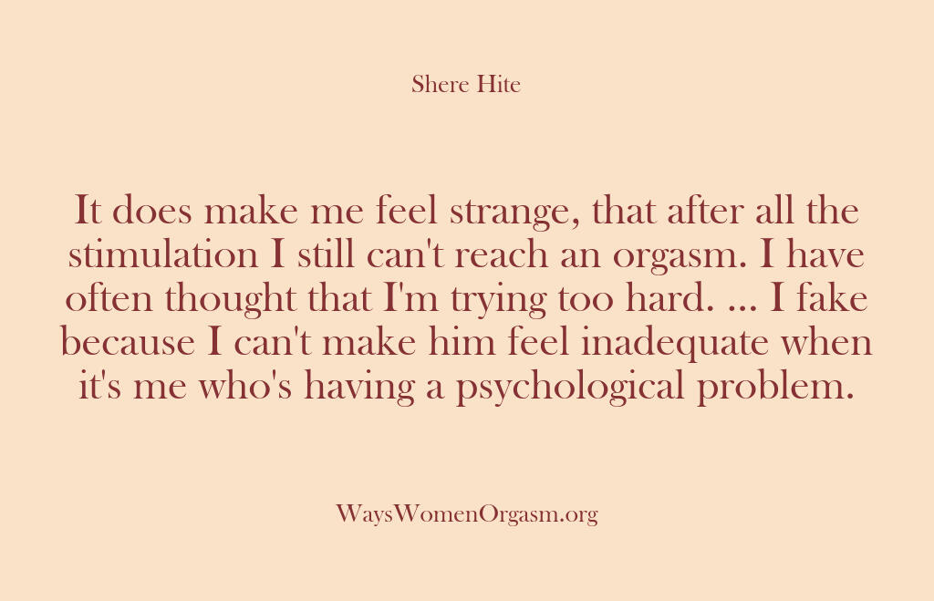 Shere Hite – It does make me feel strange …