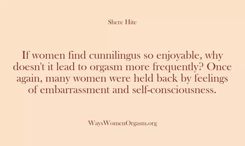 If women find cunnilingus so enjoyable, why doesn’t it lead to orgasm…