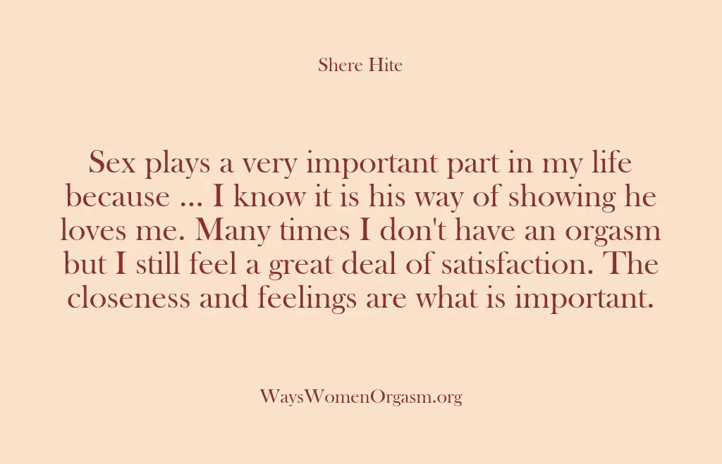 Sex plays a very important part in my life because … I…
