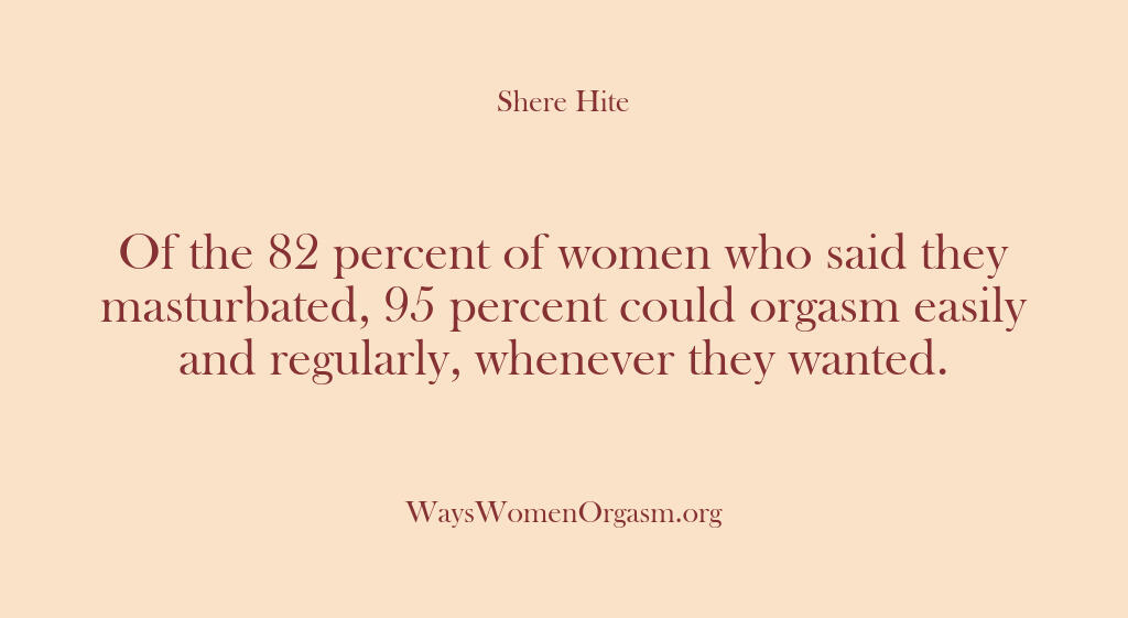 Shere Hite – Of the 82 percent of women who…