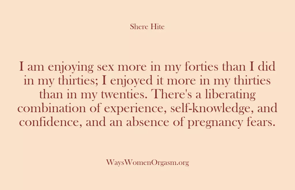 I am enjoying sex more in my forties than I did in…