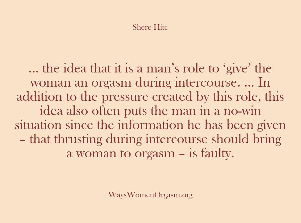 Shere Hite – … the idea that it is a man’…