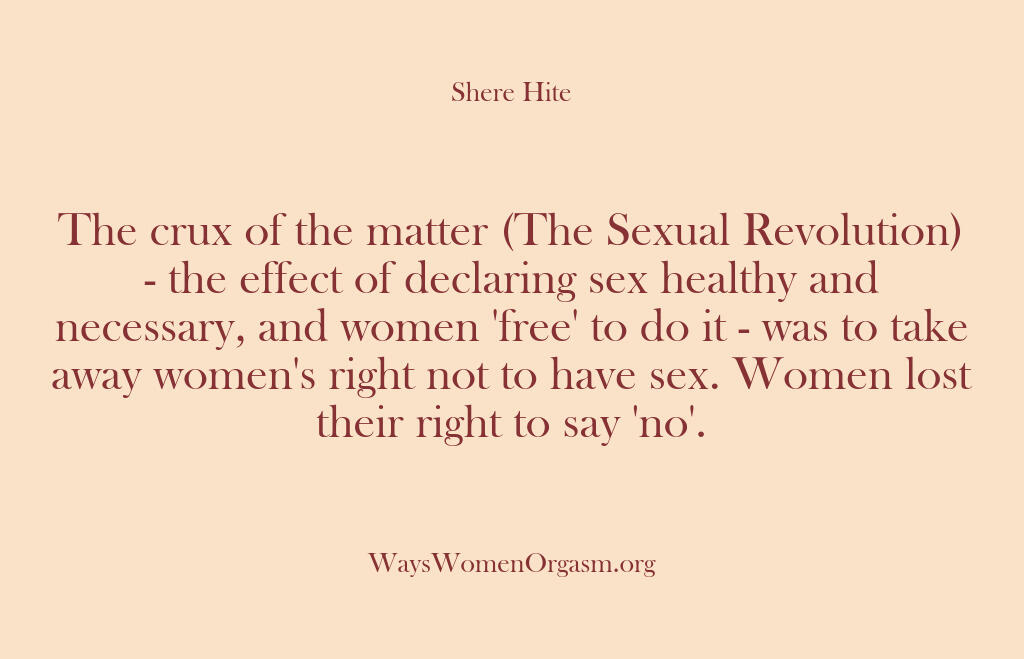 Shere Hite – The crux of the matter (The Se…