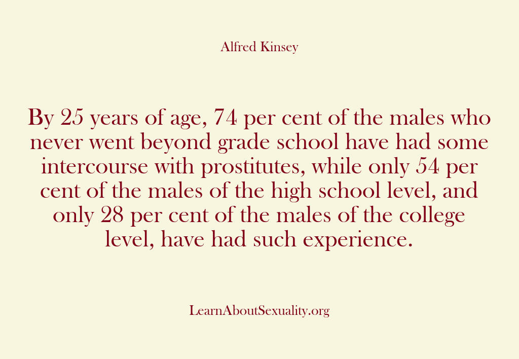 Alfred Kinsey Male Sexuality – By 25 years of age 74 per cen…