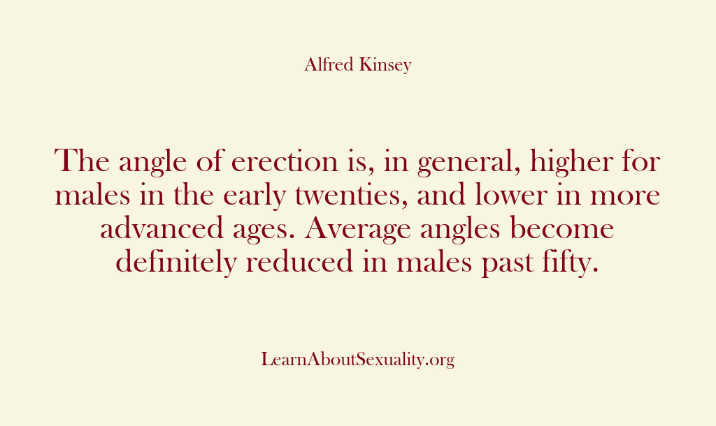 Alfred Kinsey Male Sexuality – The angle of erection is in g…