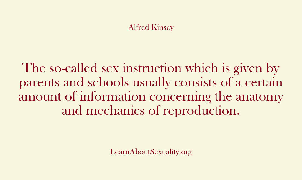 Alfred Kinsey Male Sexuality – The so-called sex instruction …