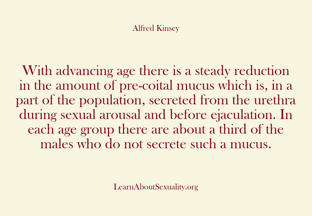 Alfred Kinsey Male Sexuality – With advancing age there is a …