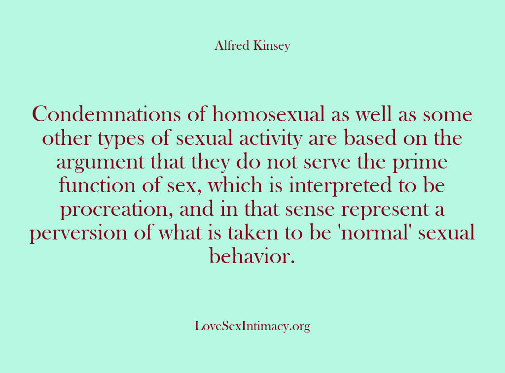Alfred Kinsey Female Sexuality – Condemnations of homosexual as…
