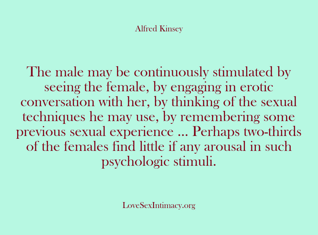Alfred Kinsey Female Sexuality – The male may be continuously s…