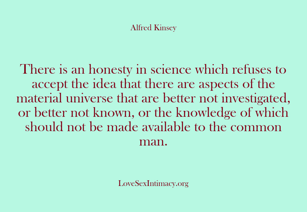 Alfred Kinsey Female Sexuality – There is an honesty in science…