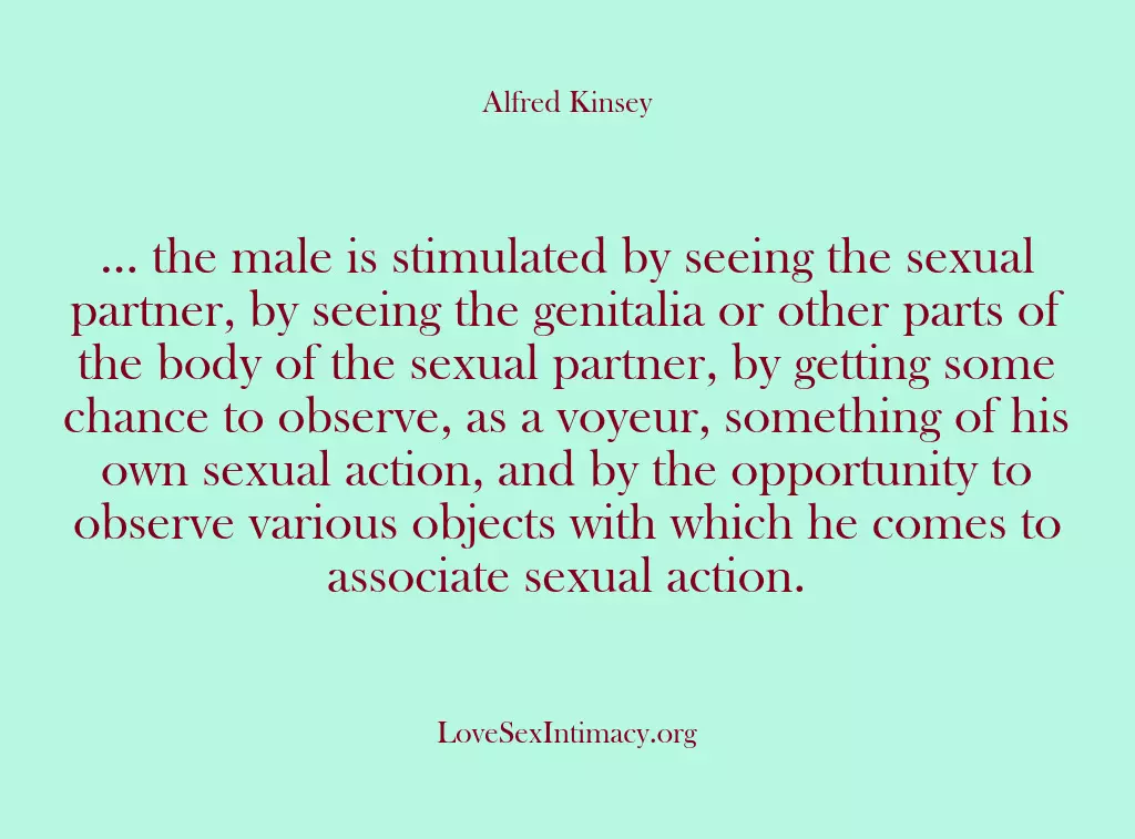 … the male is stimulated by seeing the sexual partner, by seeing…