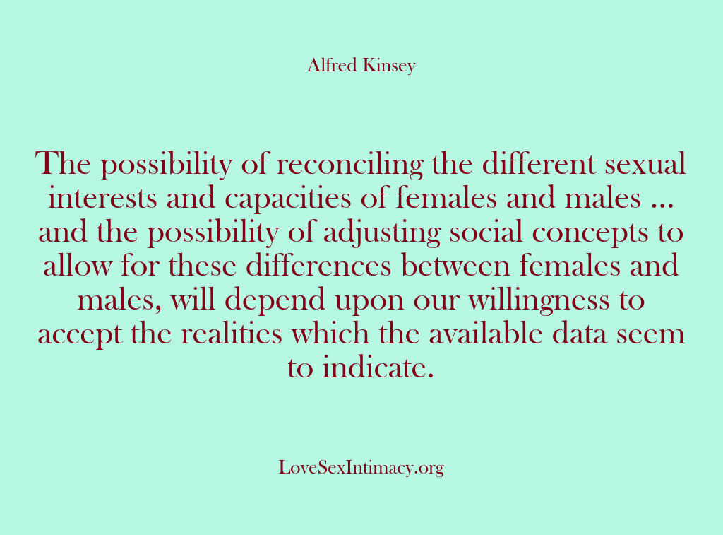 Alfred Kinsey Female Sexuality – The possibility of reconciling…