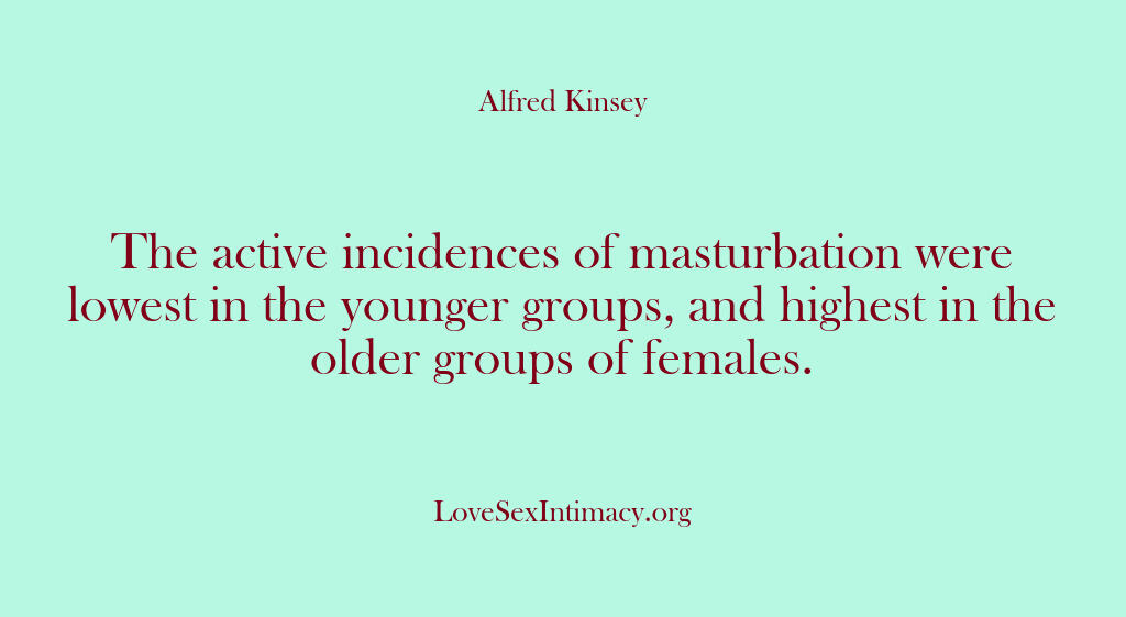 Alfred Kinsey Female Sexuality – The active incidences of mastu…