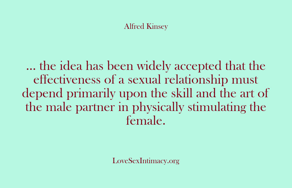 Alfred Kinsey Female Sexuality – … the idea has been widely acc…