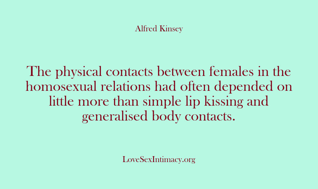 Alfred Kinsey Female Sexuality – The physical contacts between …