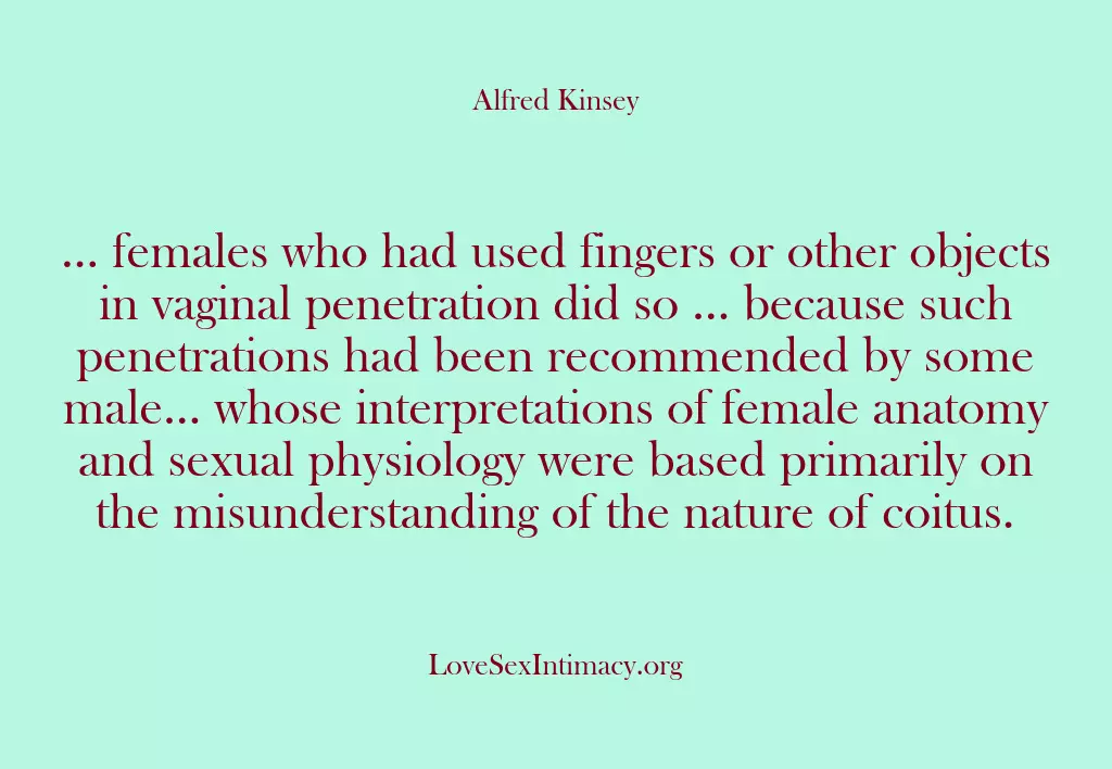 … females who had used fingers or other objects in vaginal penetration…