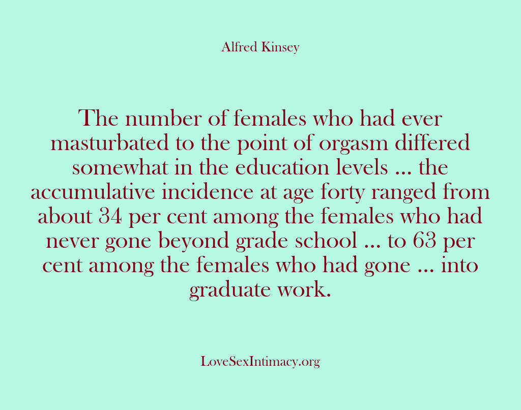 Alfred Kinsey Female Sexuality – The number of females who had …