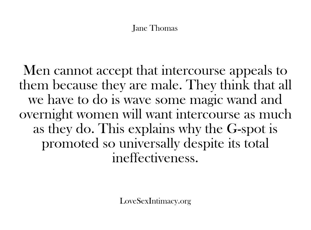 Love, Sex & Intimacy – Men cannot accept that interco…