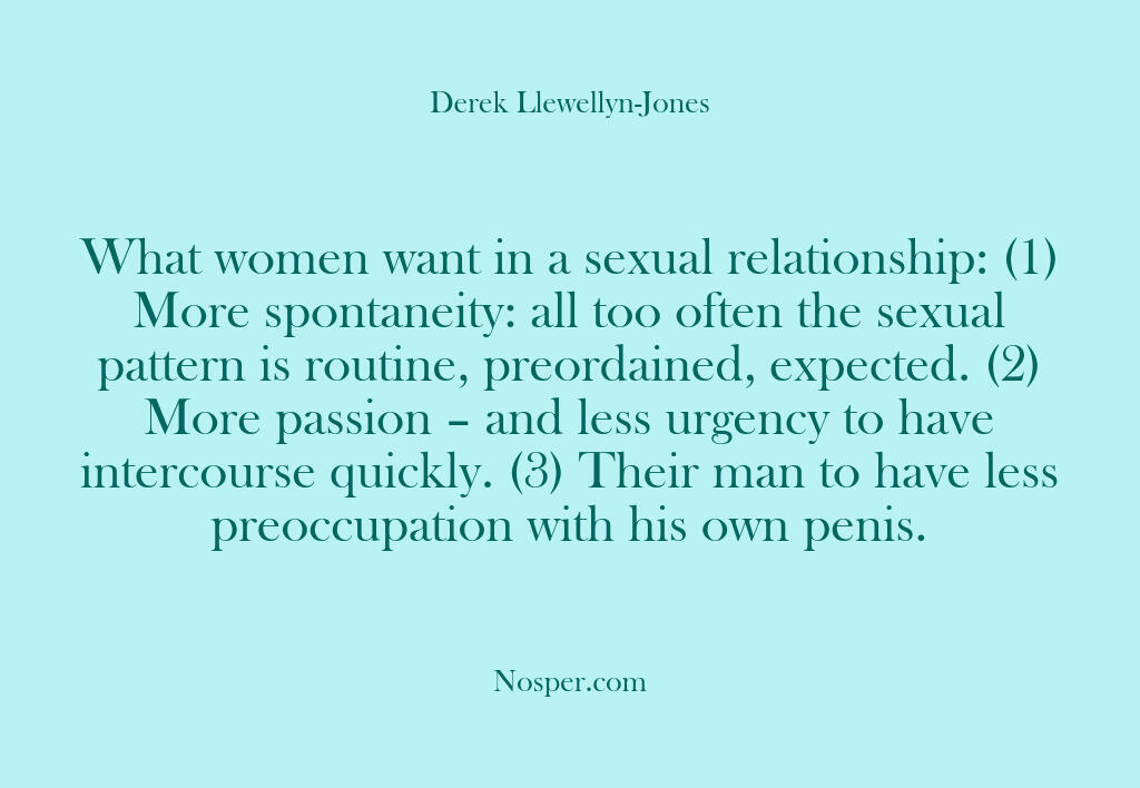 What women want in a sexual relationship: (1) More spontaneity: all too…