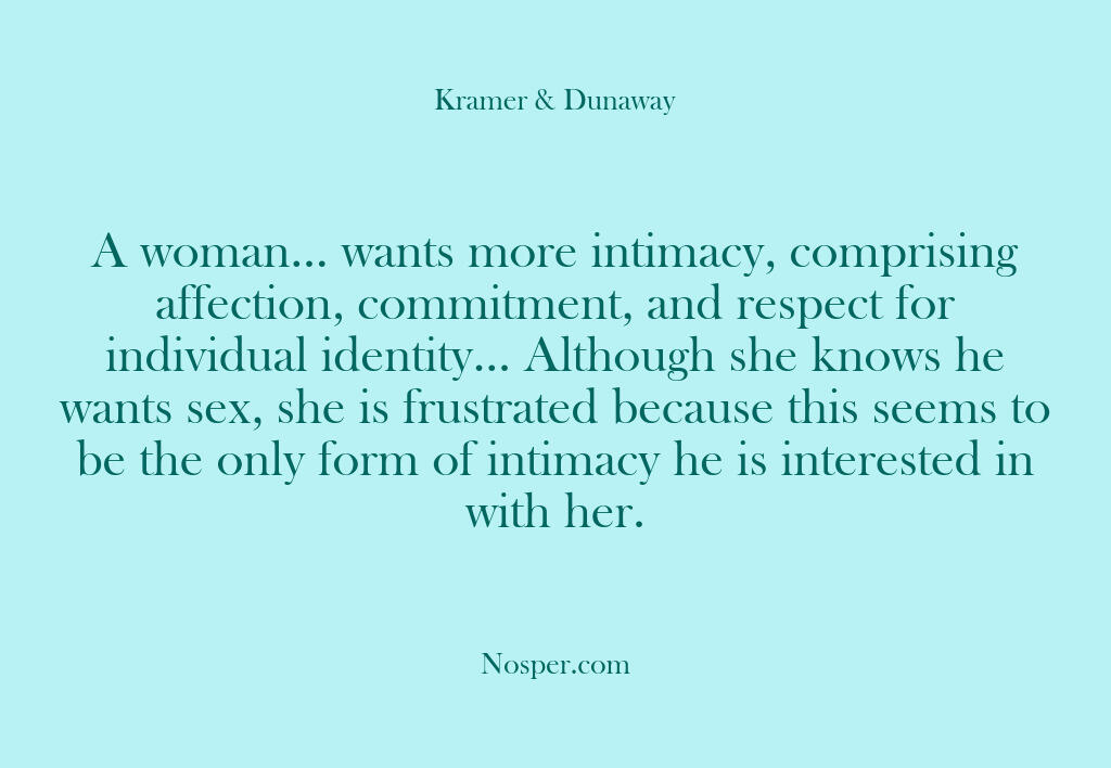 Other Sources – A woman… wants more intimacy …